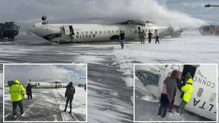 అదుపుత‌ప్పి విమానం బోల్తా.. ముగ్గురి పరిస్థితి విషమం