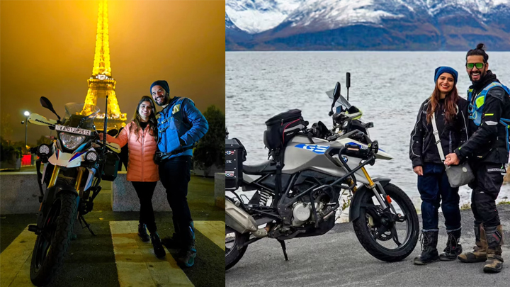 బైక్‌పై 24 దేశాలు చుట్టేసిన యువ‌ దంప‌తులు