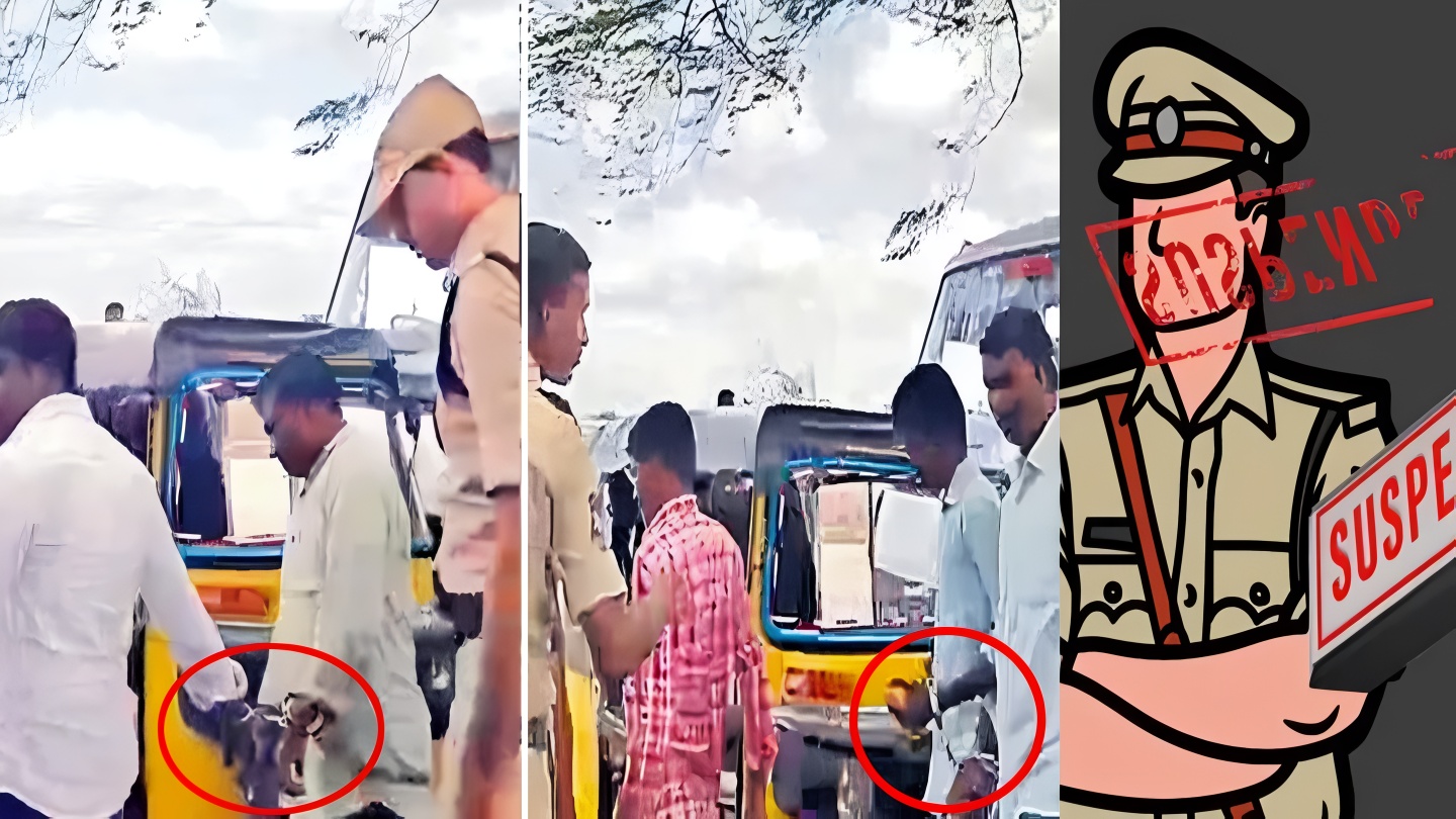 రైతులకు సంకెళ్లు.. పోలీసులు సస్పెండ్