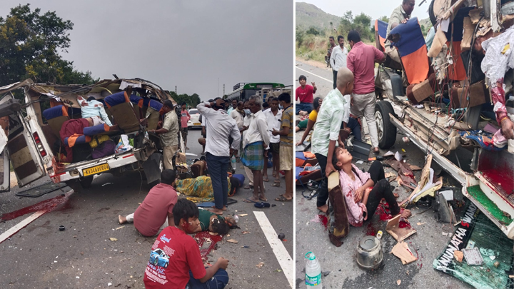 అన్నమయ్య జిల్లాలో ఘోర రోడ్డు ప్రమాదం.. టెంపోను ఢీకొట్టిన లారీ