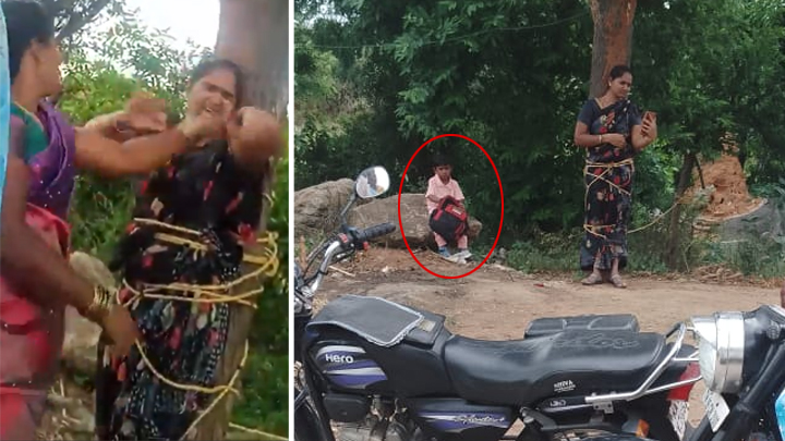 కుప్పంలో దారుణం.. మహిళను చెట్టుకు కట్టేసి కర్రలతో దాడి