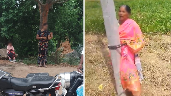 కుప్పంలో మరో అమానవీయ ఘటన.. మ‌హిళ‌ను స్తంభానికి కట్టేసి