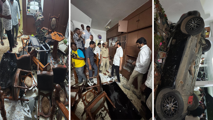 వైసీసీ నేత ఇంట్లో బీభ‌త్సం.. క‌ర్ర‌లు, రాడ్ల‌తో ఫ‌ర్నిచ‌ర్, కార్లు ధ్వంసం