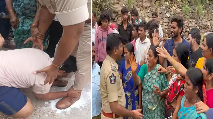 ఓటింగ్ కోసం పోలీసుల కాళ్లు మొక్కిన ఓటర్లు