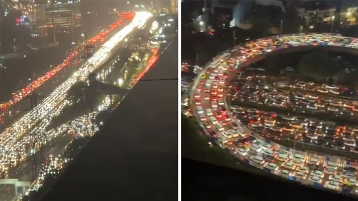 భారీ వర్షం.. 20 కి.మీ ట్రాఫిక్ జామ్, వాహనదారులు బెంబేలు