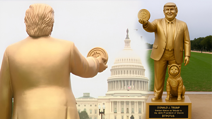 బతికుండగానే 12 అడుగుల ట్రంప్ బంగారు విగ్రహం ఏర్పాటు