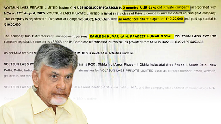 వోల్ట్‌సన్.. కంపెనీ మూల‌ధ‌నం రూ.10 లక్ష‌లు.. పెట్టుబ‌డి రూ.1,504 కోట్లా..?