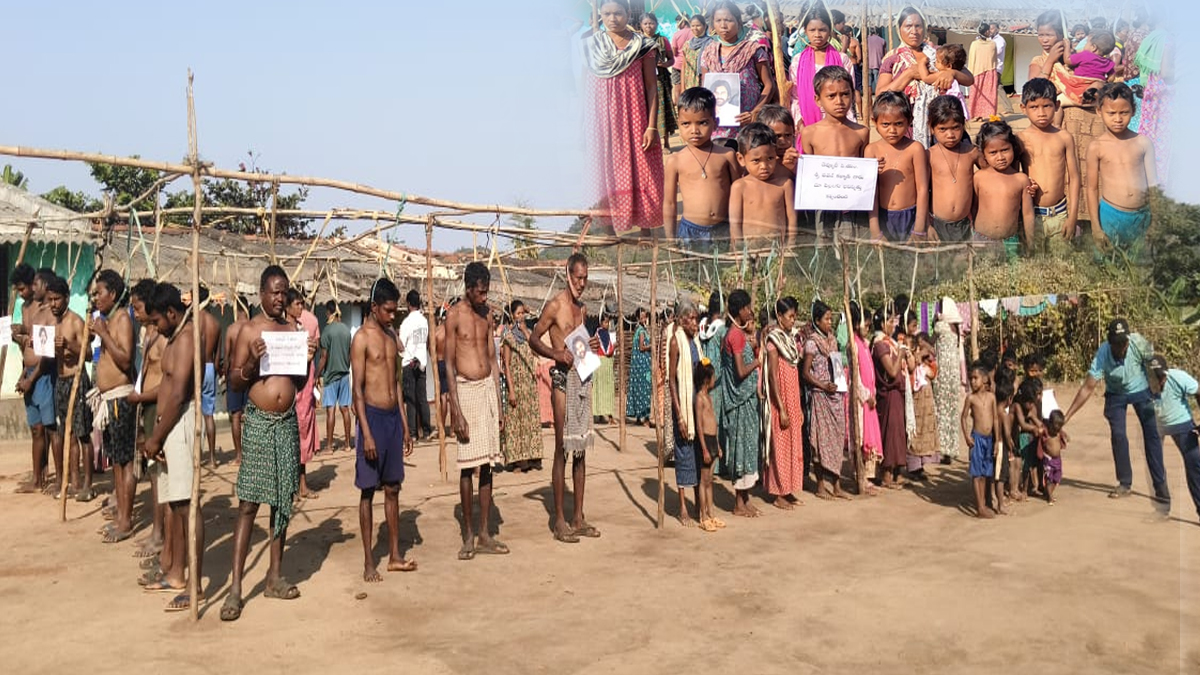 మెడకు ఉరితాడు, చేతిలో ప‌వ‌న్‌ ఫోటోతో గిరిజనుల నిరసన