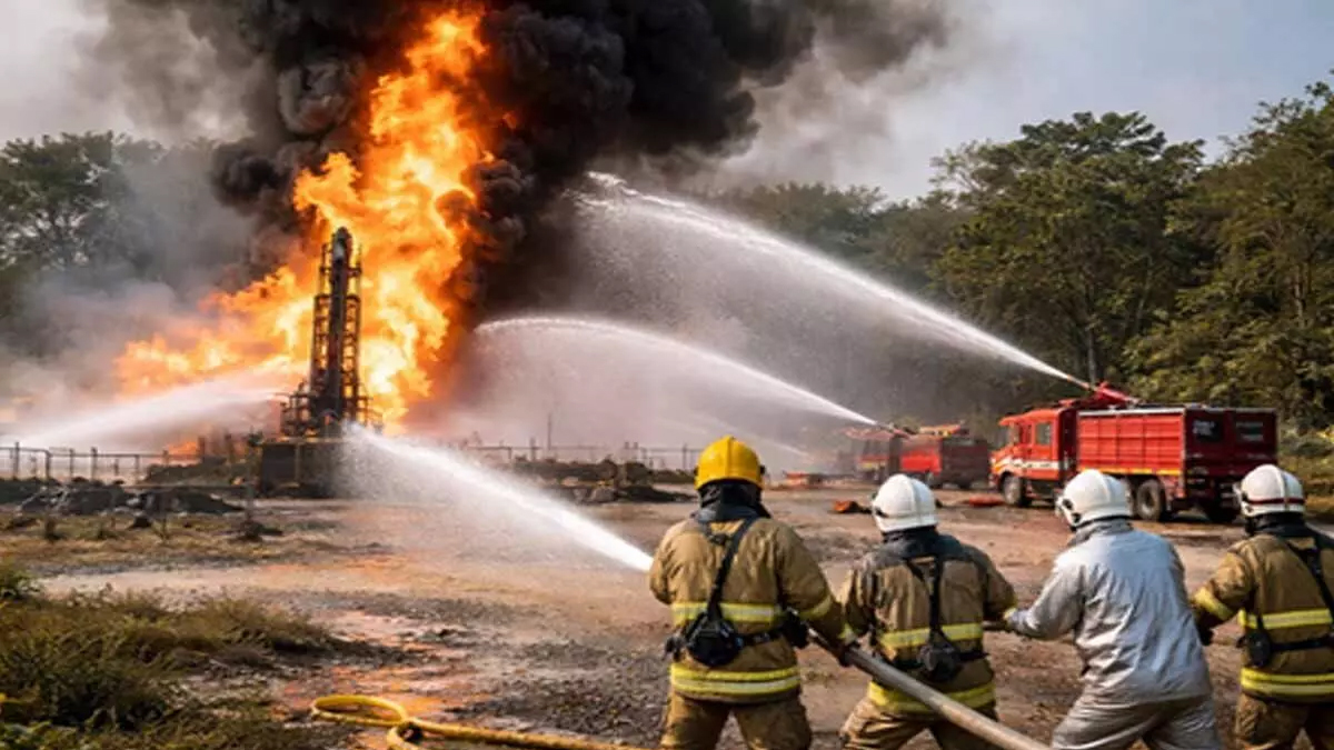 రంగంలోకి వాటర్ అంబ్రెల్లా.. 24 గంటల తర్వాత మంటలు తగ్గుముఖం