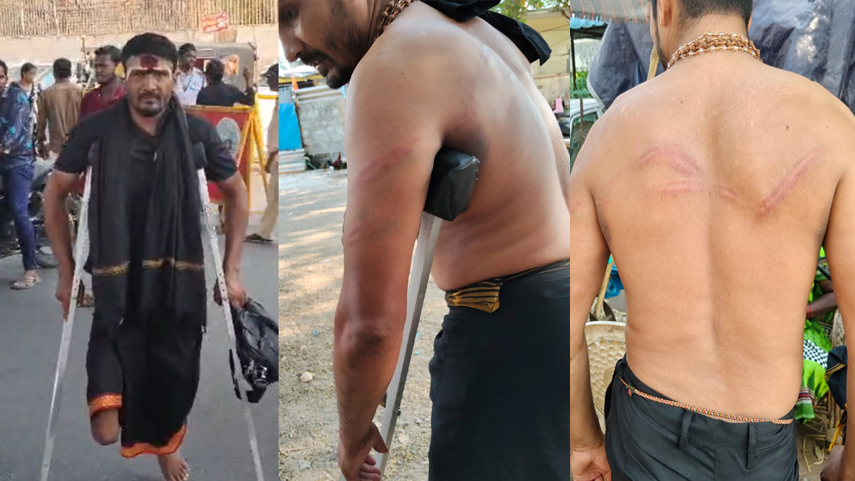 ఇంద్రకీలాద్రిపై దివ్యాంగ భ‌క్తుడిపై పాశవికంగా దాడి (Video)