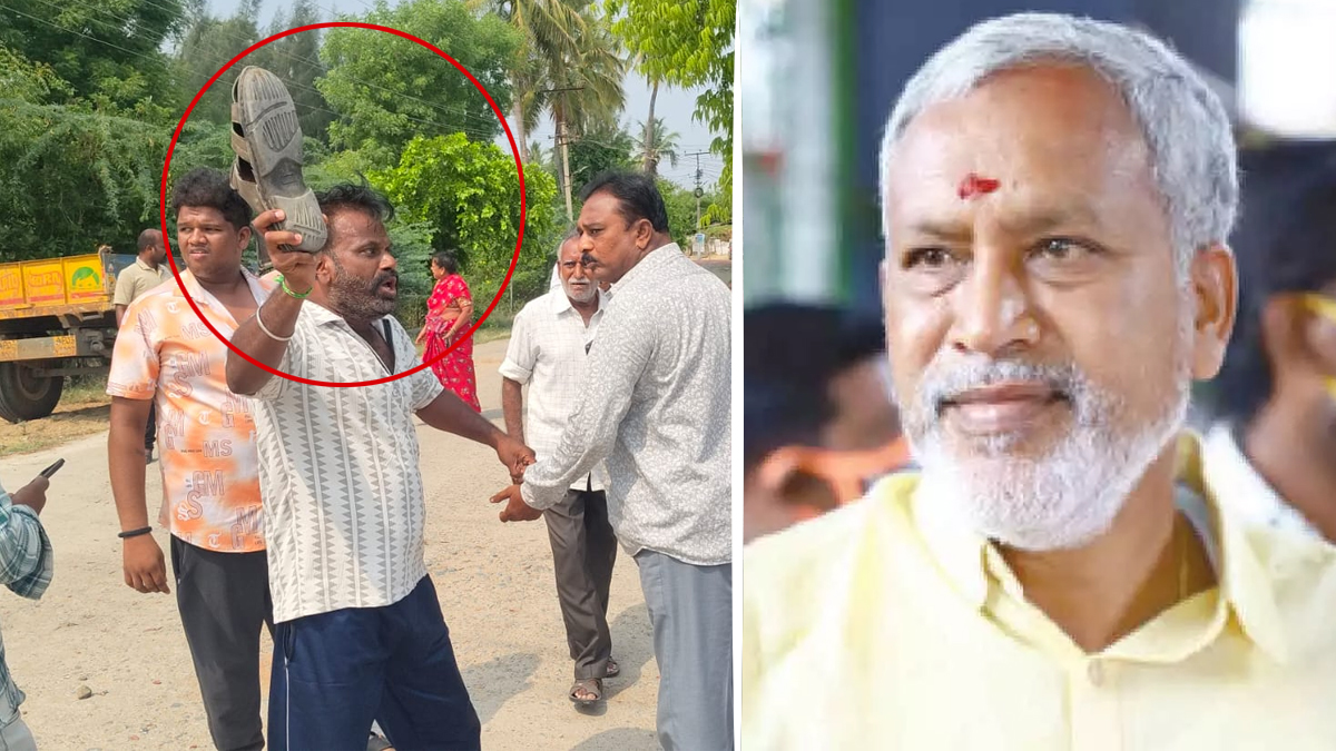 టీడీపీ ఎమ్మెల్యేకి చెప్పు చూపించిన జనసేన నేత (Video)