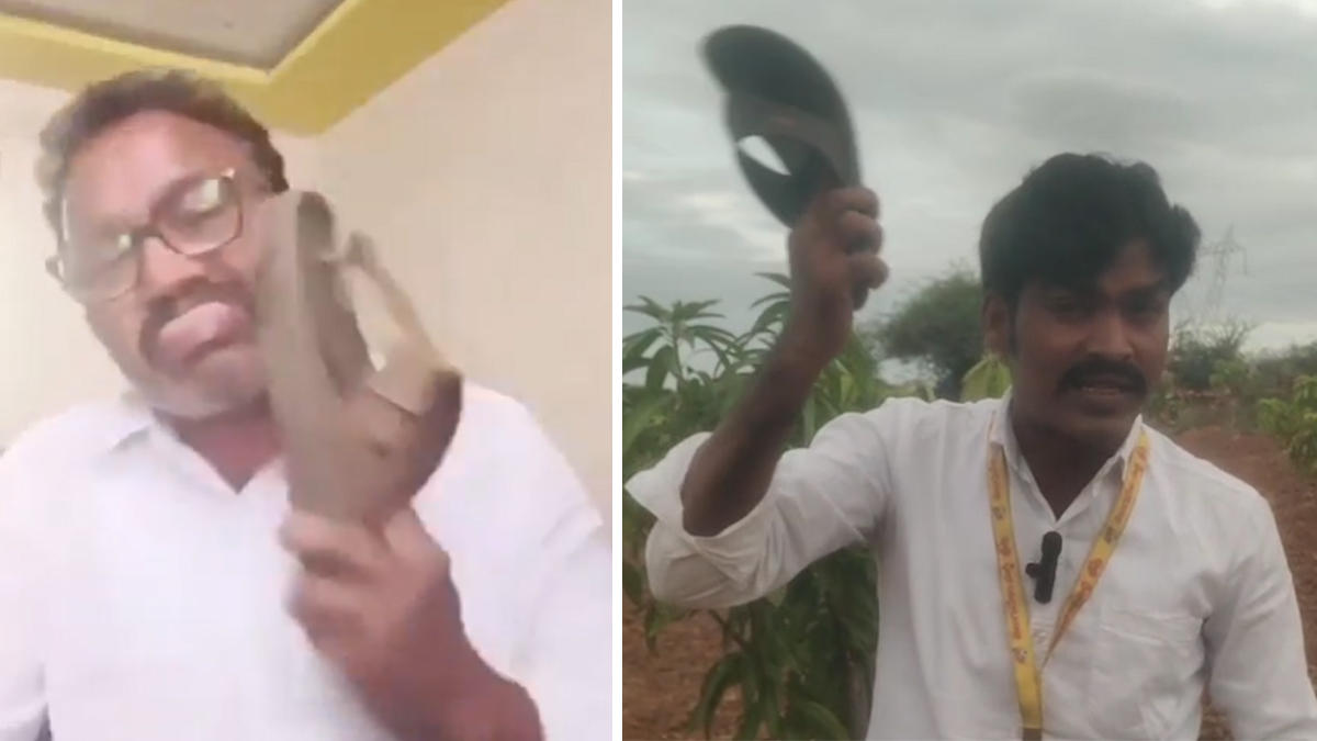 చెప్పుతో కొట్టుకొని.. ఛీ అంటున్న టీడీపీ కార్యకర్తలు