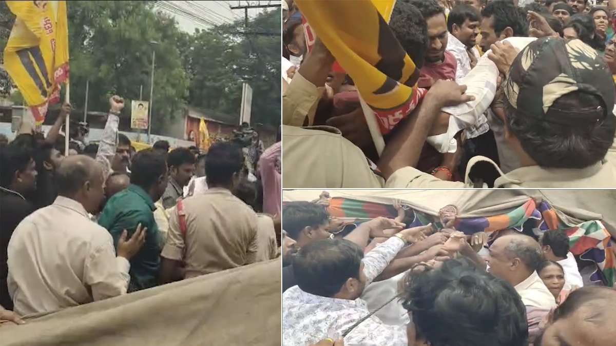 వైసీపీ దీక్షా శిబిరంపై టీడీపీ ఎమ్మెల్యే దాడి