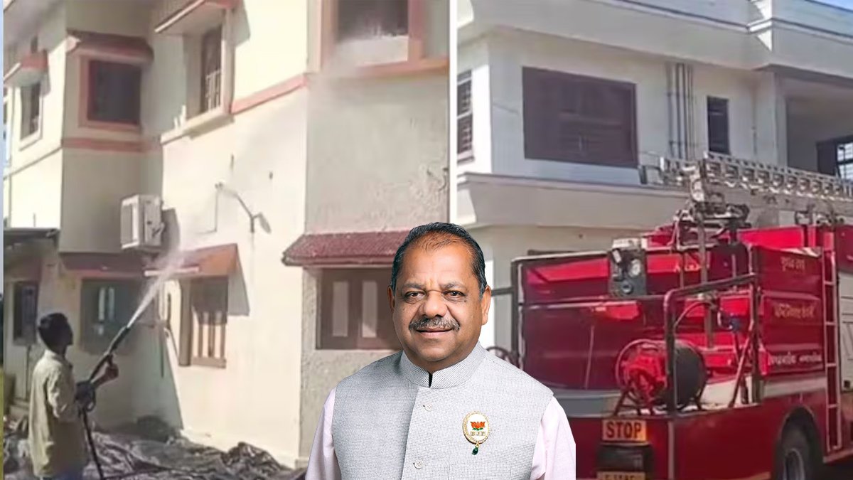 ఫైర్ ఇంజిన్తో బీజేపీ ఎమ్మెల్యే ఇల్లు శుభ్రం